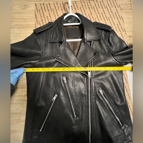 All Saints Elva Black Leather Jacket - Picture 7 of 13